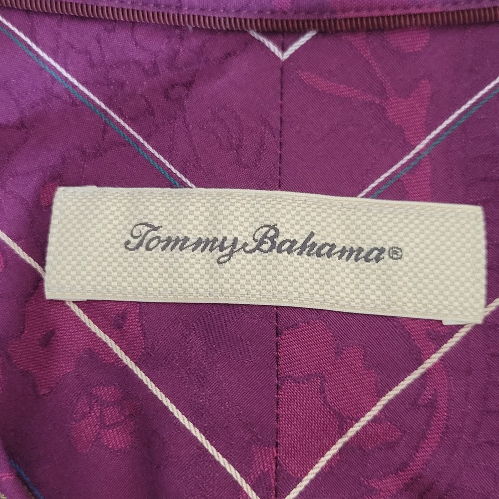 Tommy Bahama Shirt Mens XL Burgundy Paisley Floral Texture Button Up Long Sleeve - Picture 6 of 13